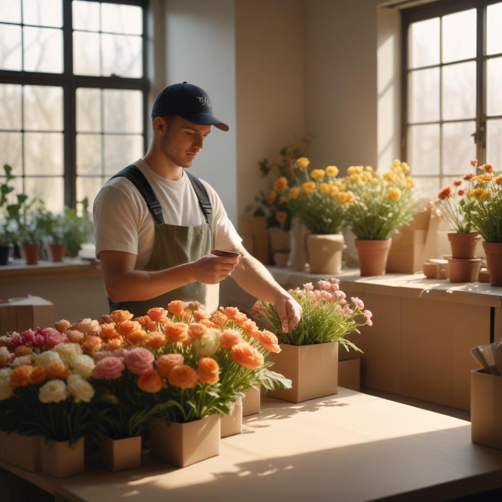 Доставка цветов через онлайн-сервис в цветочной мастерской